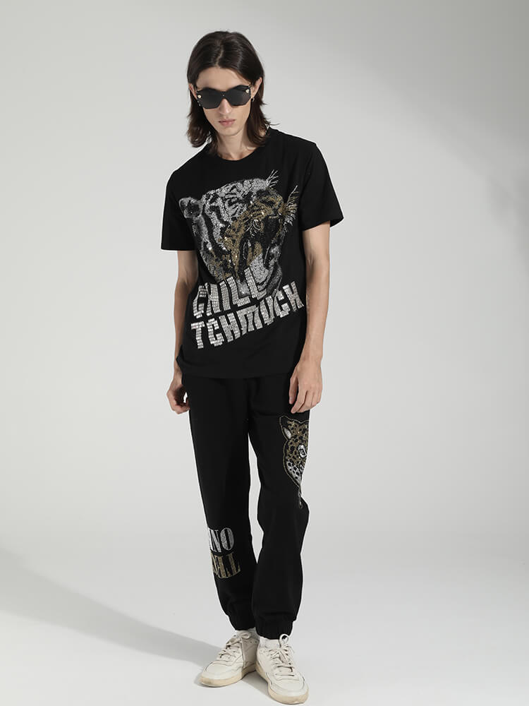 TCH Men's Graphic Animal Hot Diamond Short Sleeve T-Shirt