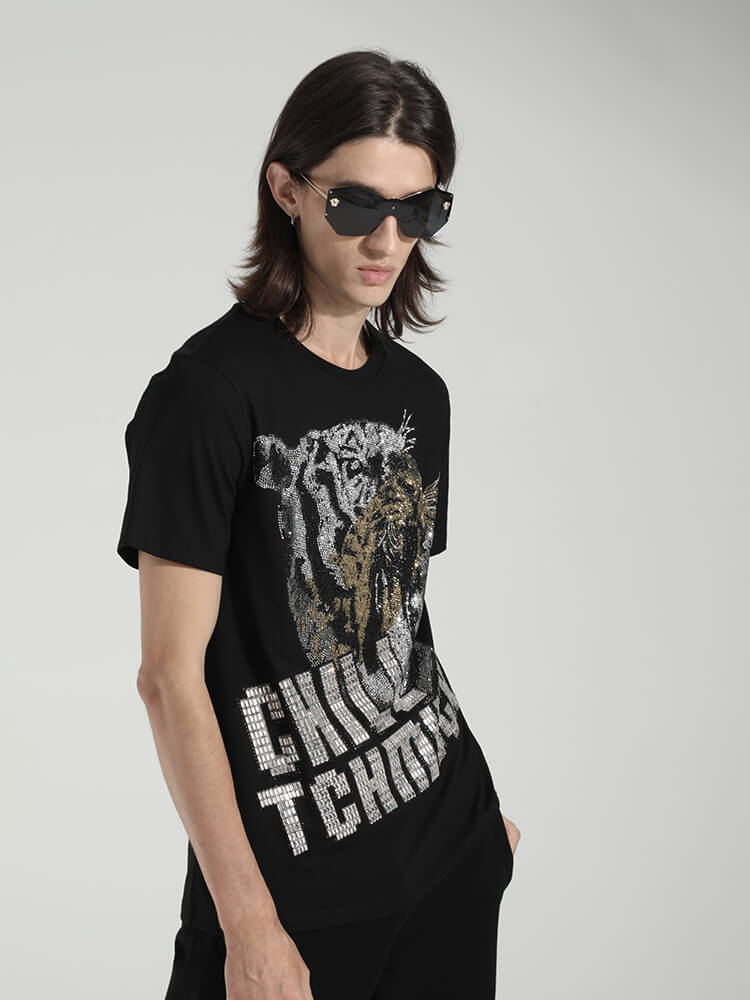TCH Men's Graphic Animal Hot Diamond Short Sleeve T-Shirt