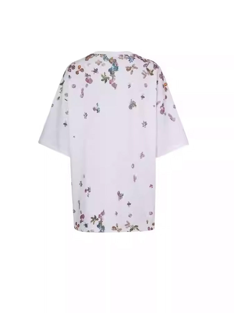 TCH Rhinestone Teddy Bear Flower Oversized T-Shirt