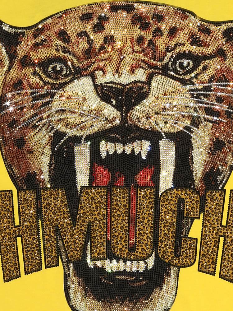 TCH Womens Roaring Leopard Rhinestone Short Sleeve T-Shirt