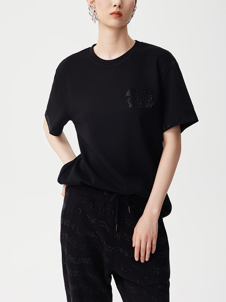 TCH Unisex Rhinestone Short Sleeve T-Shirt in Black