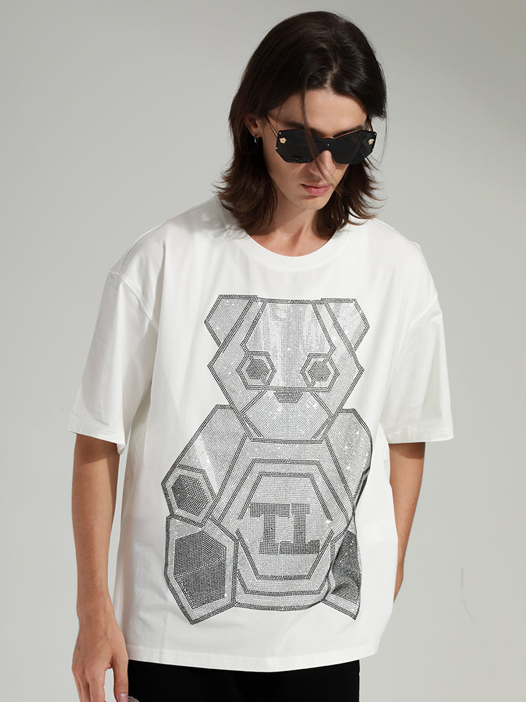 TCH Rhinestones  Casual Teddy Bear T-shirt