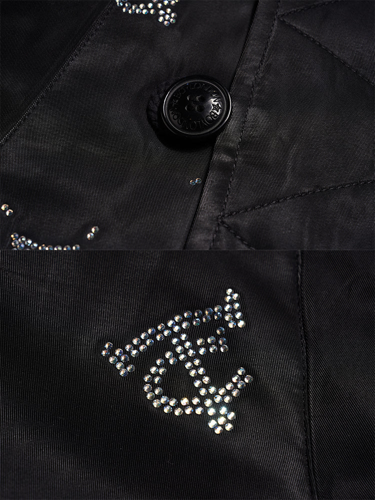 TCH Rhinestone Graphic Fur-Lined Puffer Jacket