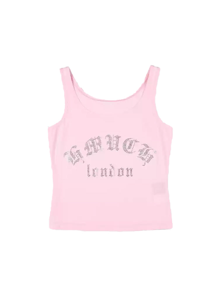 TCH Rhinestone Bling Letter Print Tank Top