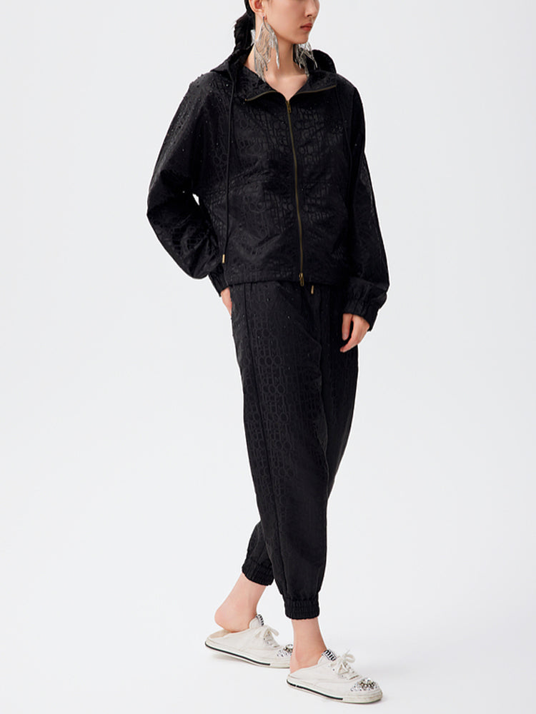 TCH Crystal-Embellished Allover Logo Nylon Jogger