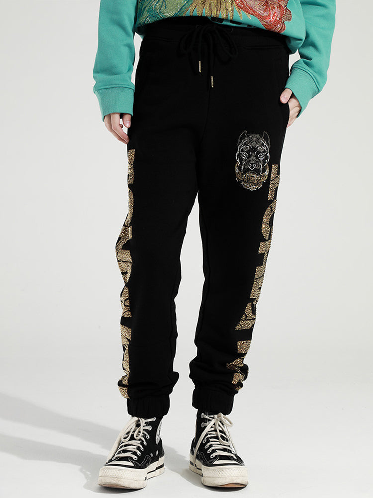 TCH Men's Rhinestones Cotton Legging Jogger Casual Pants