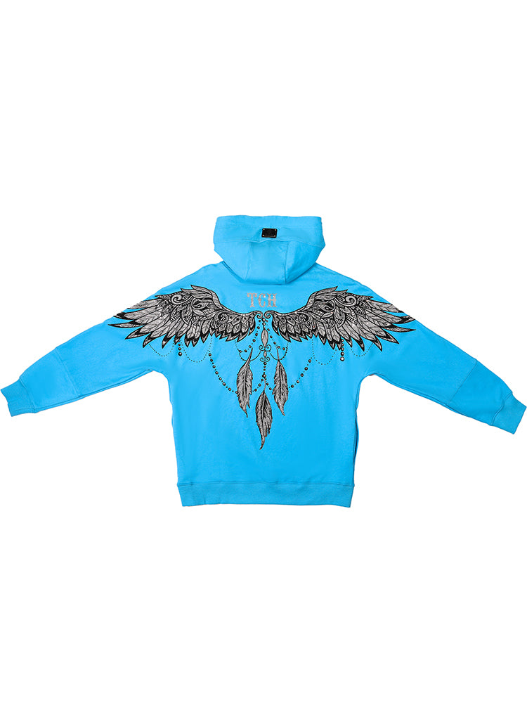 TCH Angel Wings Rhinestone Graphic Hoodie