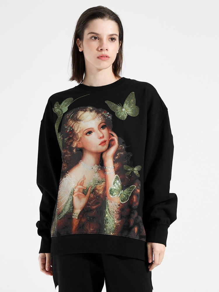 TCH Butterfly Girl Rhinestone Unisex Sweatshirt