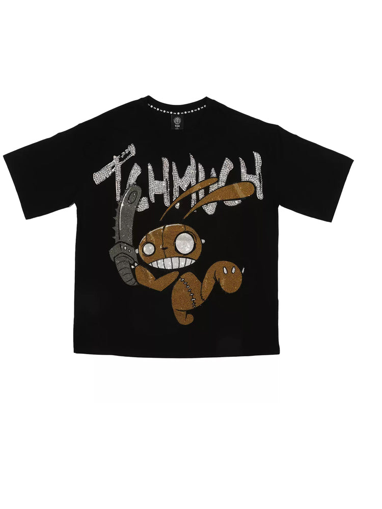 TCH Rhinestone Letter Rabbit Printed Sweatshirt