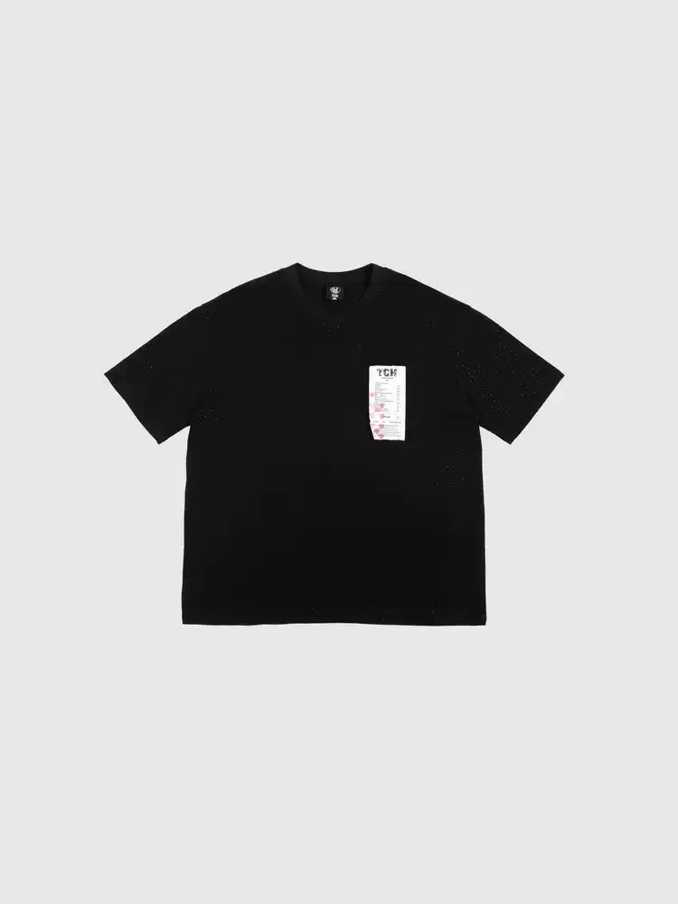 TCH Black Cotton Jersey T-shirt with Patches