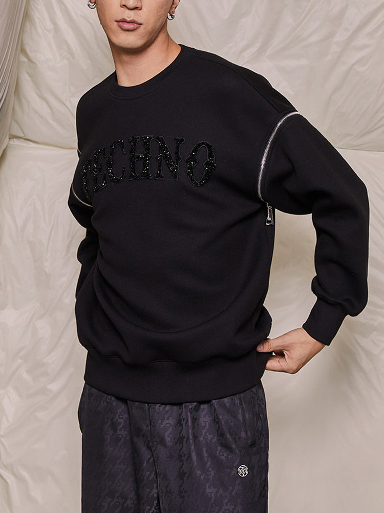 TCH Rhinestone Letter Knit Sweatshirt