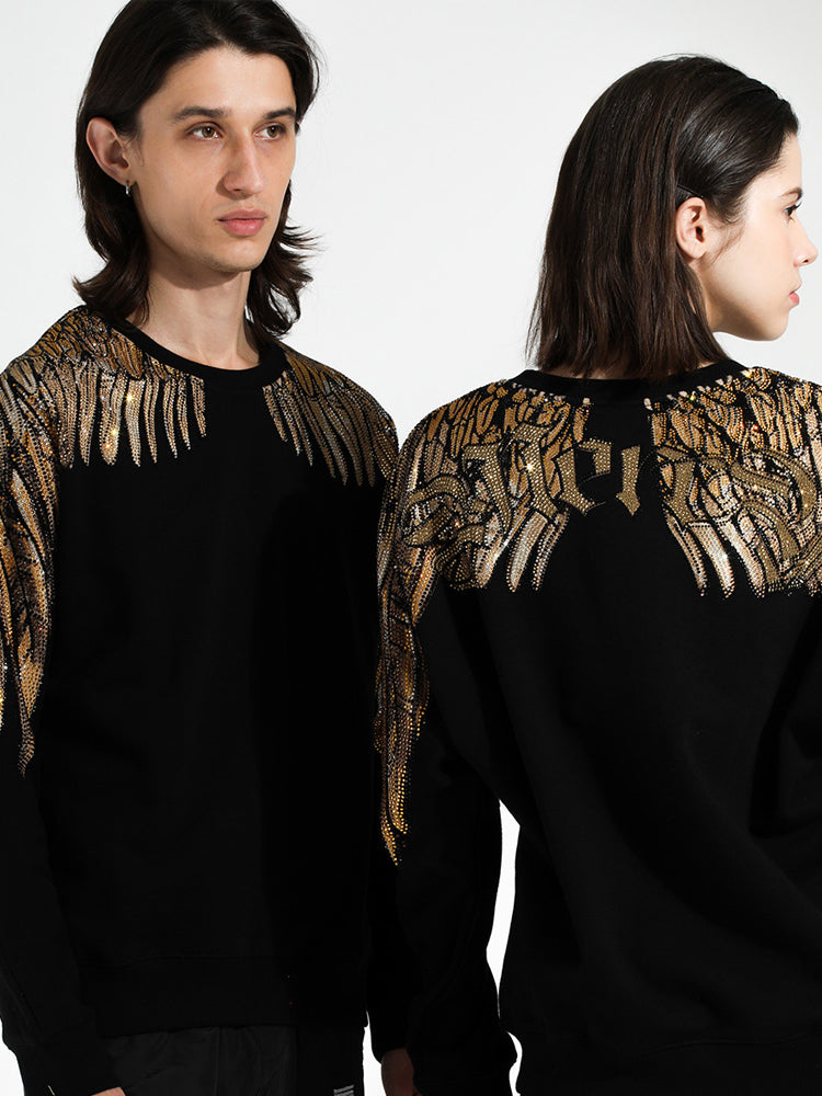 TCH Unisex Rhinestone Angel Wings Long Sleeve Sweatshirt