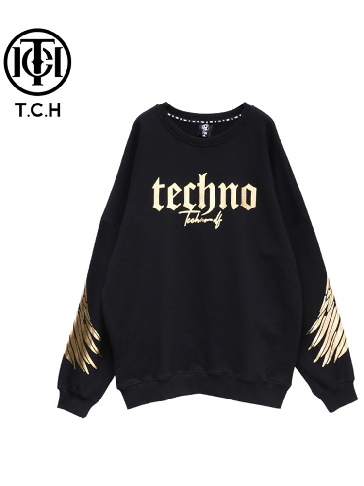 TCH Gold Foil Prints Wings Sleeve Sweatshirts