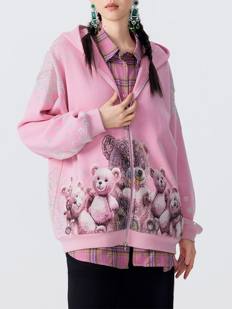 TCH Luxury Rhinestone Teddy Bear Hoodie Jacket