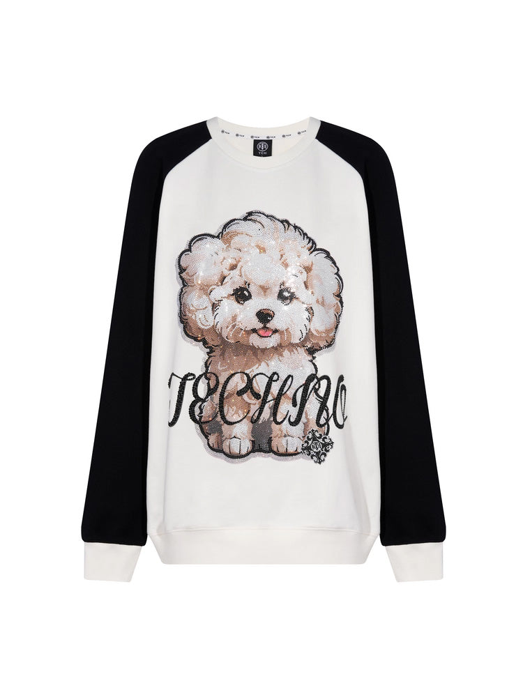 TCH Puppy Rhinestone Raglan Sweatshirt