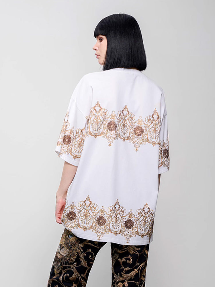 TCH Baroque Rhinestone Oversized Graphic Tee