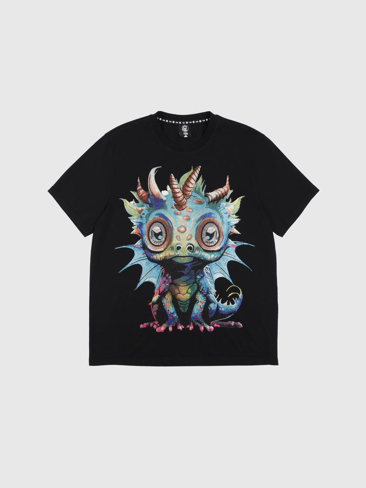 TCH Cartoon Monster Rhinestone Black T-Shirt
