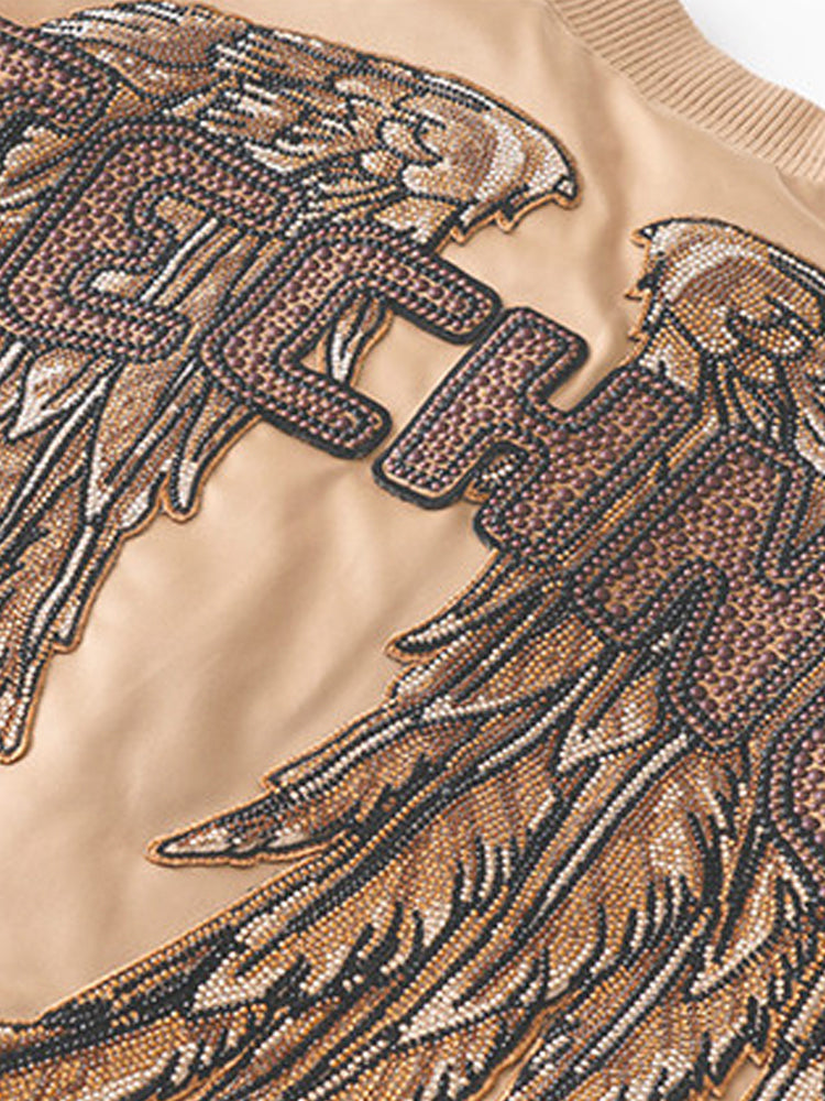 TCH Rhinestone Graphic Satin Bomber Jacket