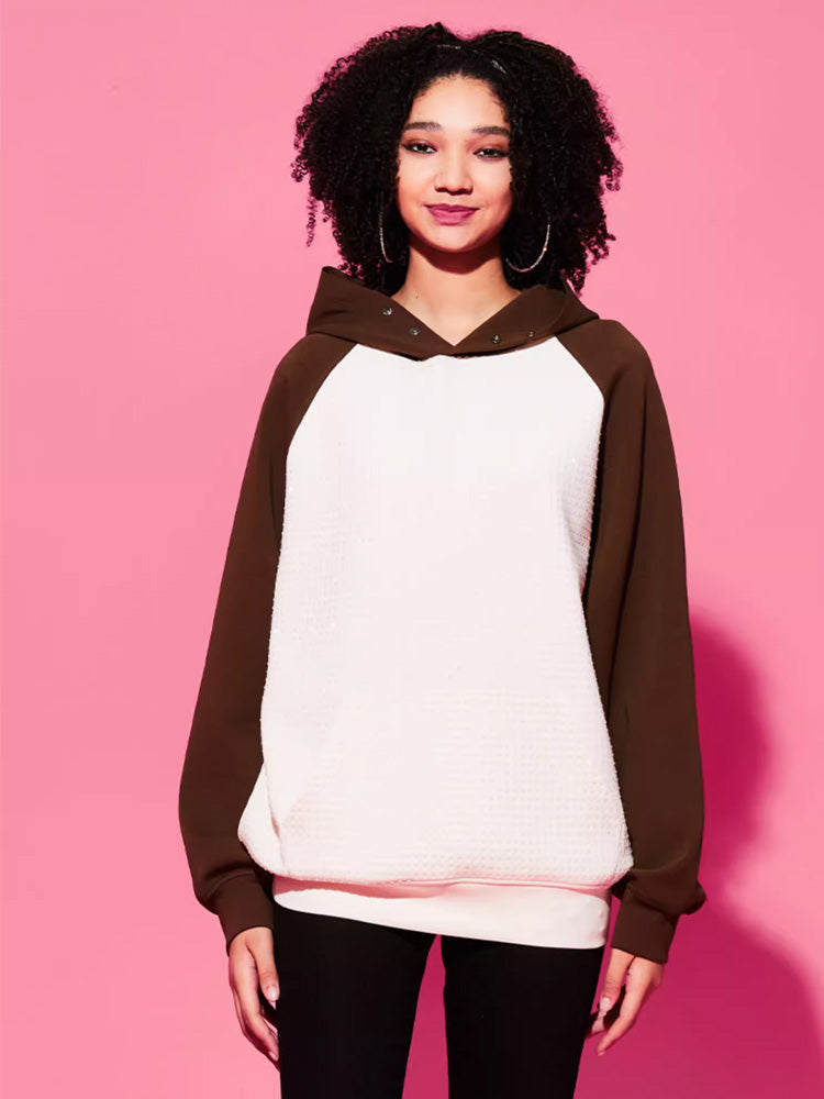 TCH Rhinestone Raglan Oversized Fleece Hoodie