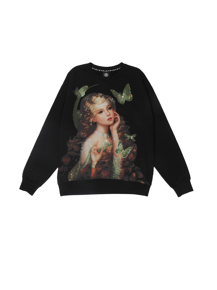 TCH Butterfly Girl Rhinestone Unisex Sweatshirt