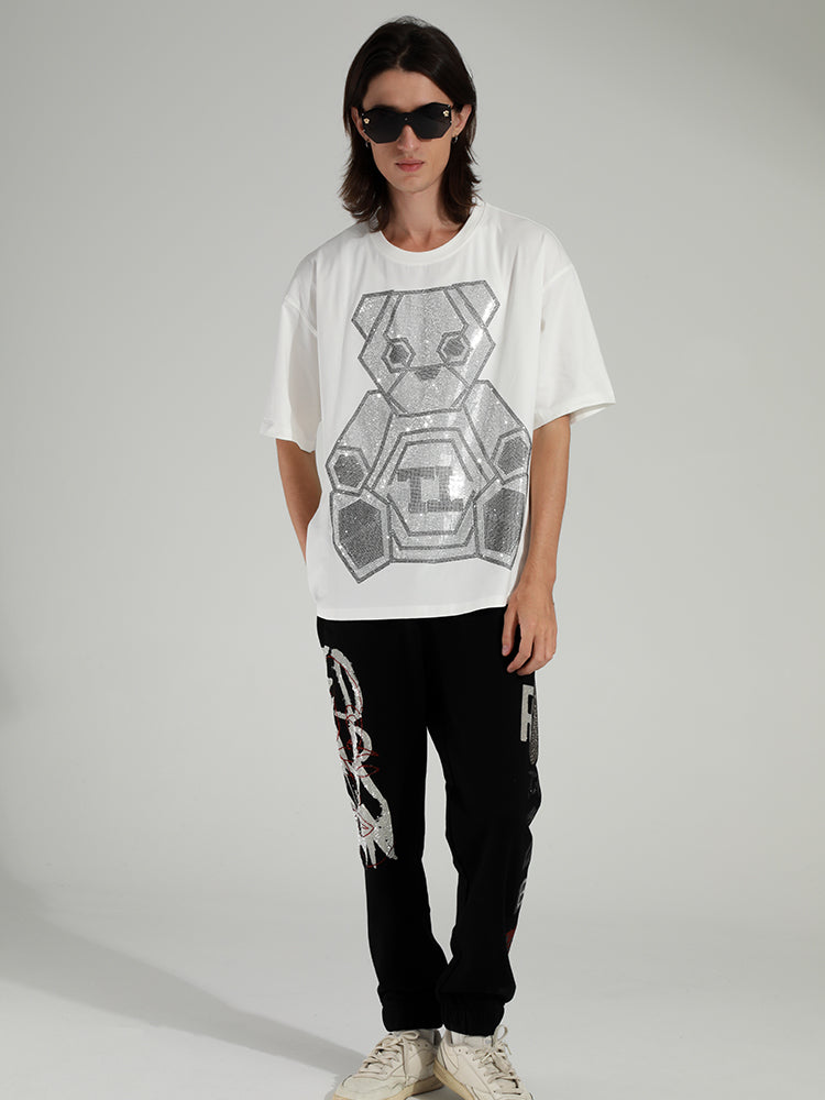 TCH Rhinestones  Casual Teddy Bear T-shirt