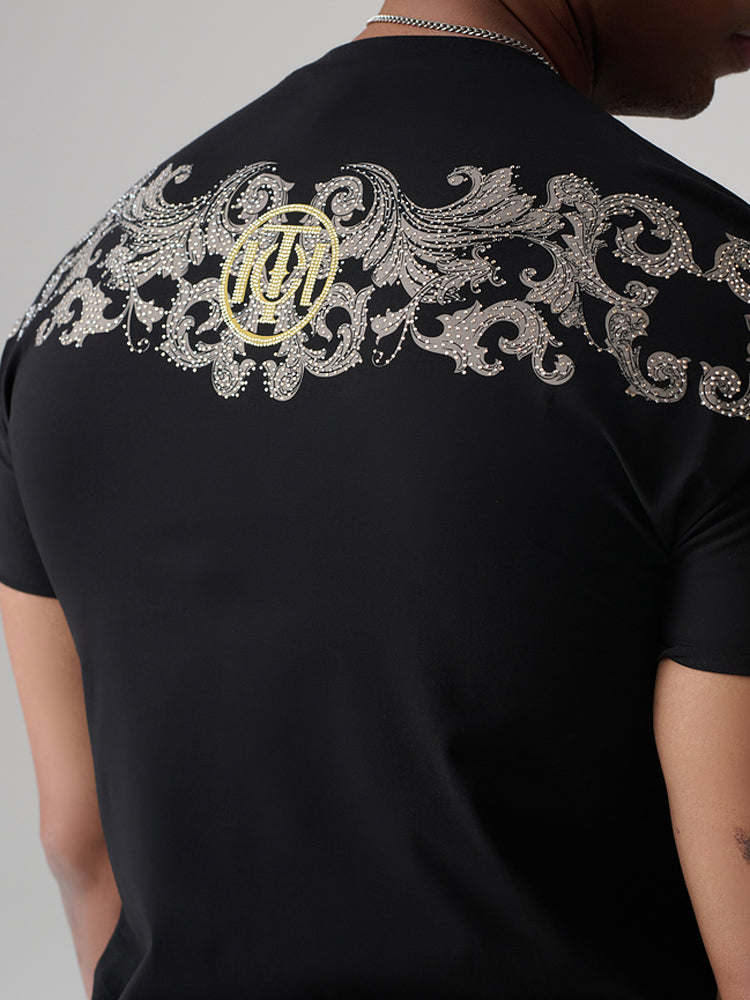 TCH Graphic Owl Rhinestone Black T-Shirt