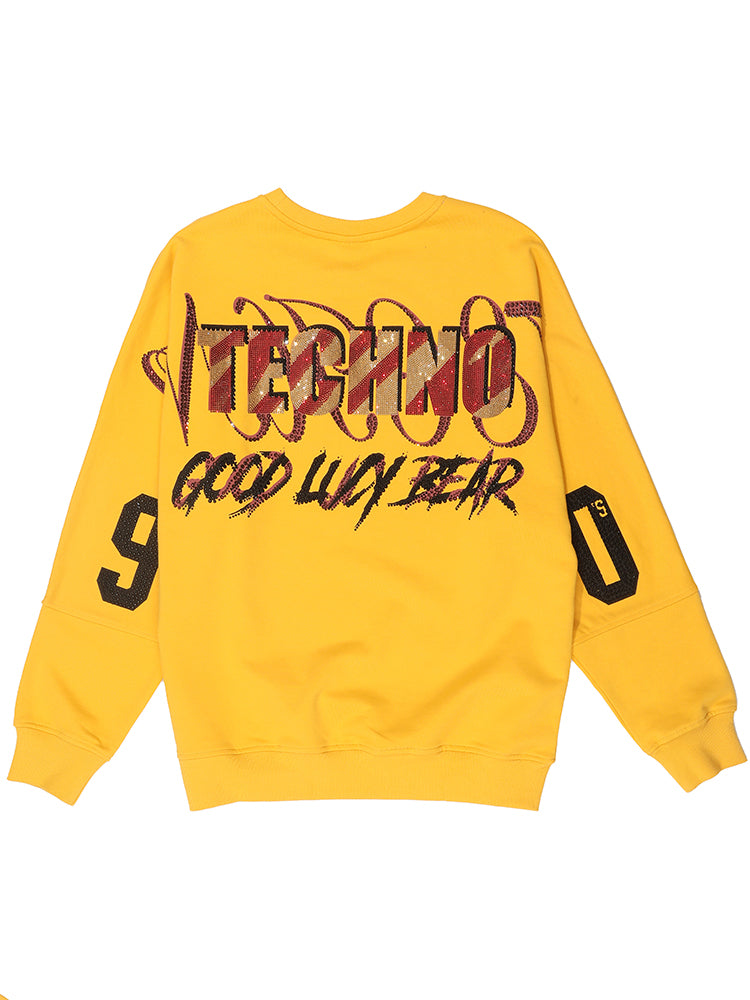 TCH Coated Bear Letters Rhinestone Long Sleeve Sweatshirt