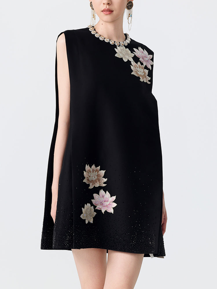 TCH Crystal-Embellished Flower Mini Dress