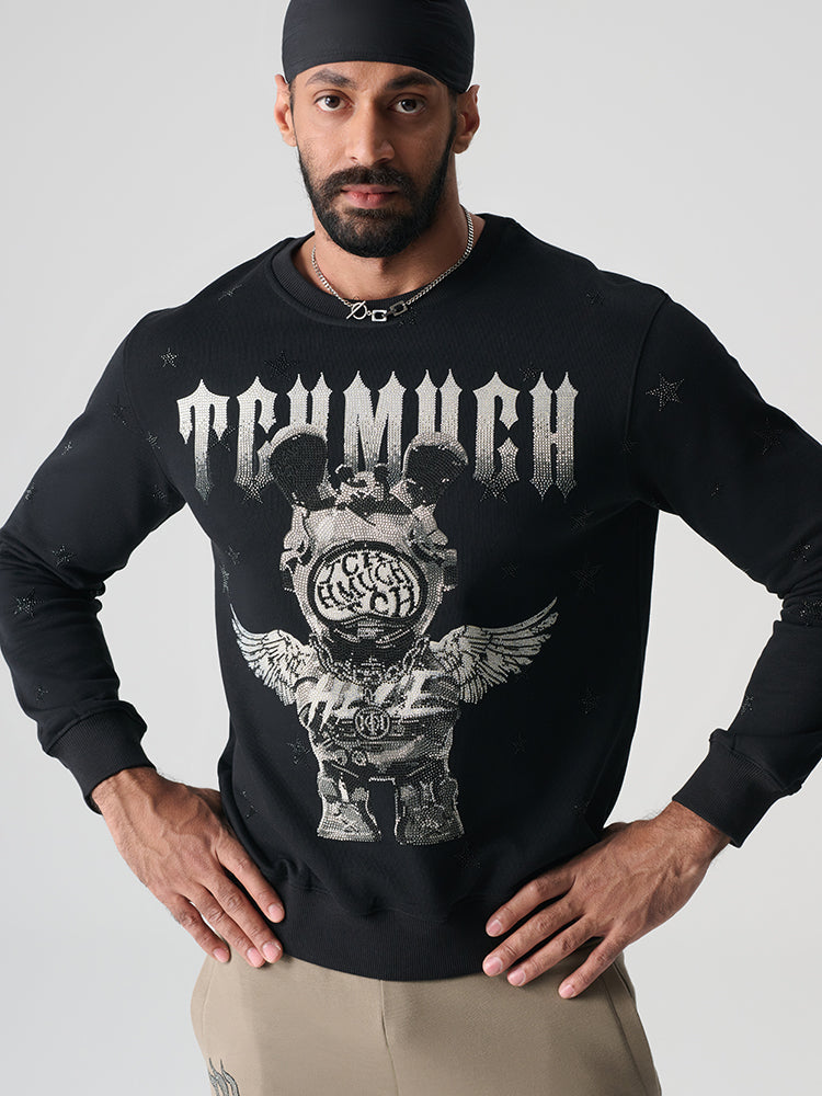 TCH Men's Hand-Sewn Rhinestone Long Sleeve T-Shirt