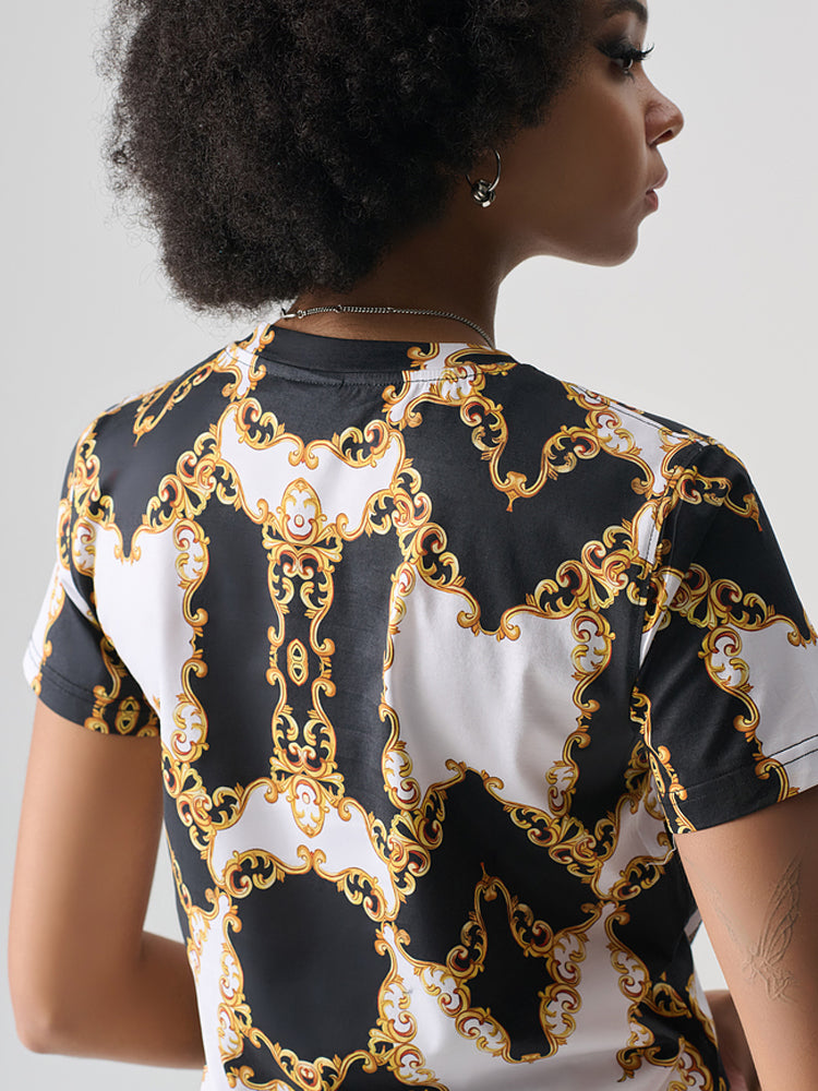 TCH Rhinestone Royal Studded Lion Tee Top