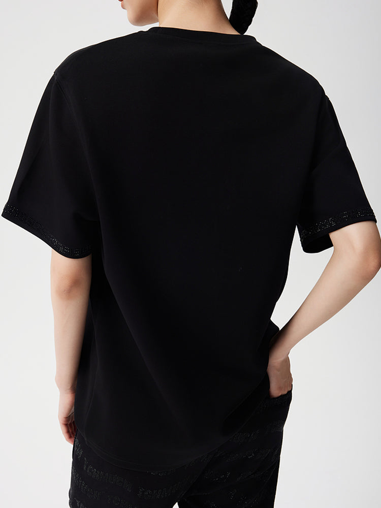 TCH Unisex Rhinestone Short Sleeve T-Shirt in Black