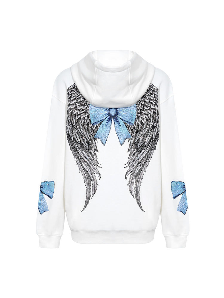 TCH Lovely Rabbit Rhinestone Wings Hoodies