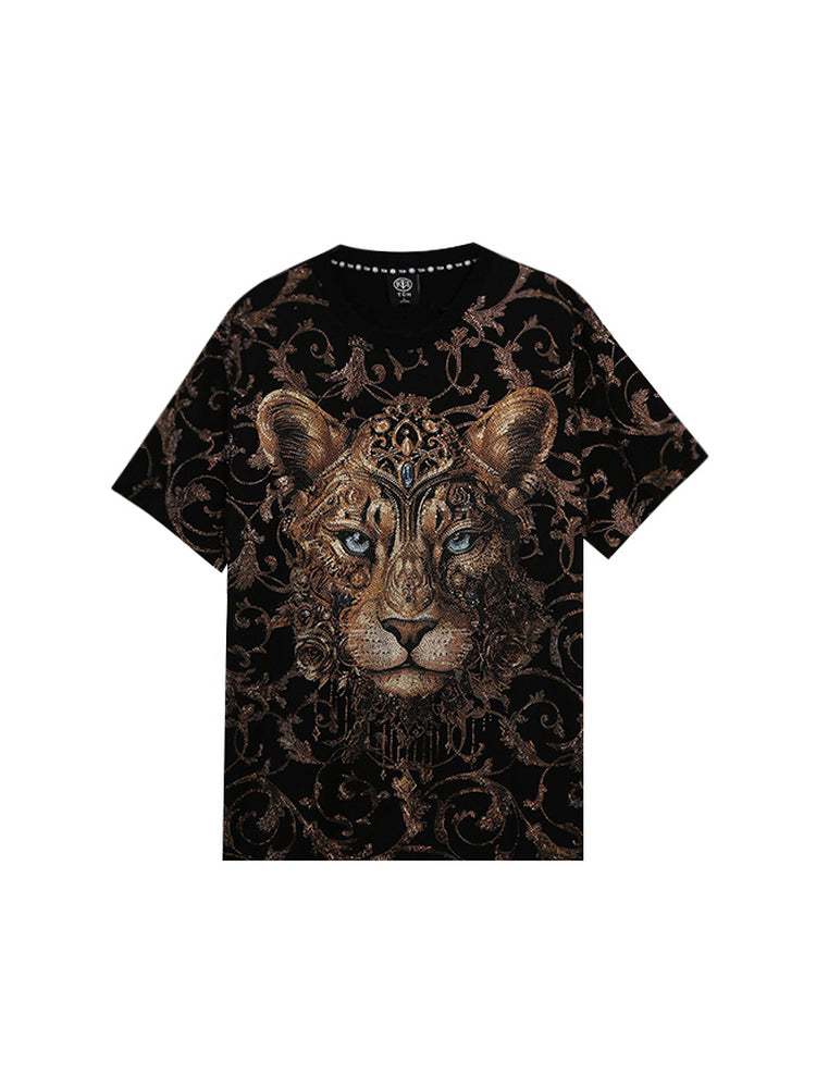 TCH Rhinestone Lion Mane Fashion 2 Pcs Tee & Long Pants