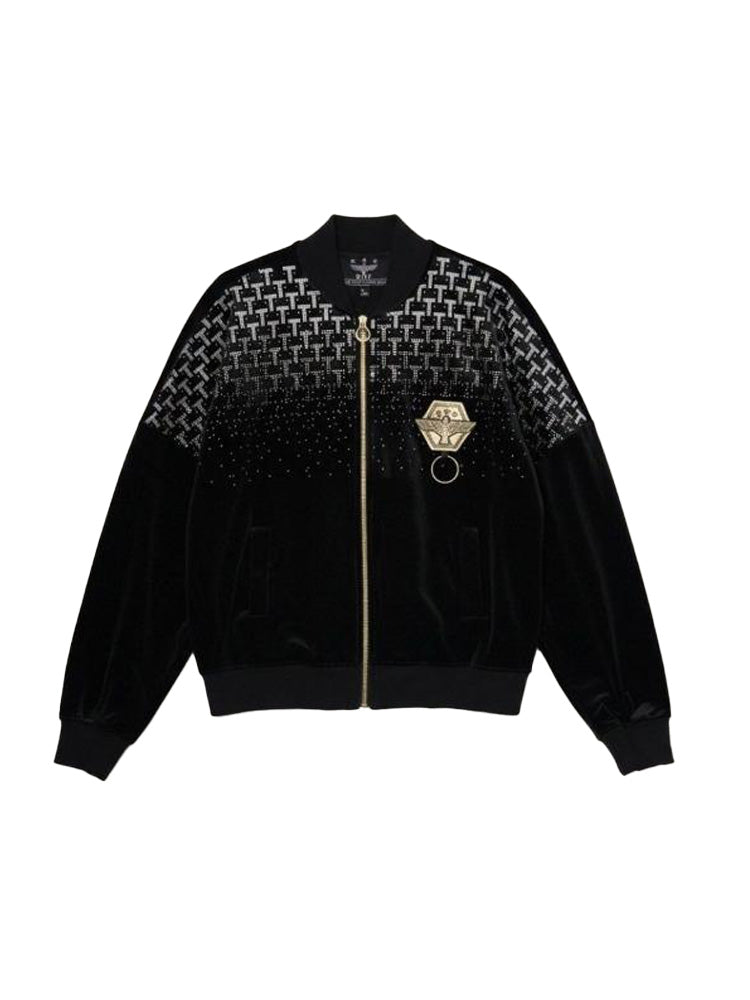 TCH Rhinestone Velvet Bomber Jacket
