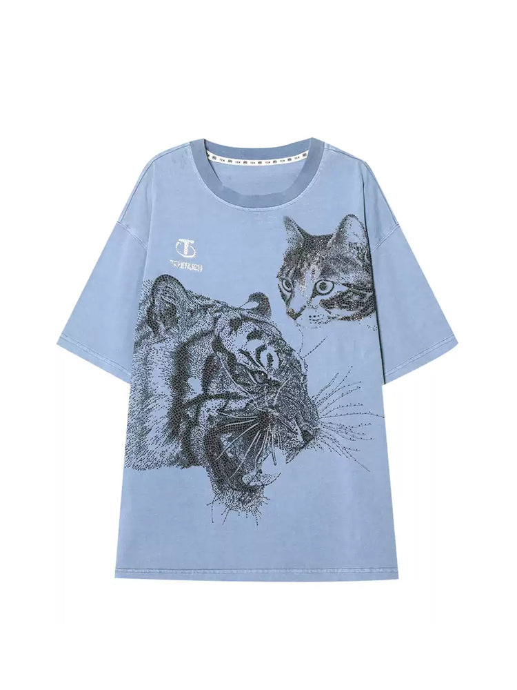 TCH Unisex Graphic Rhinestone Casual T-shirt