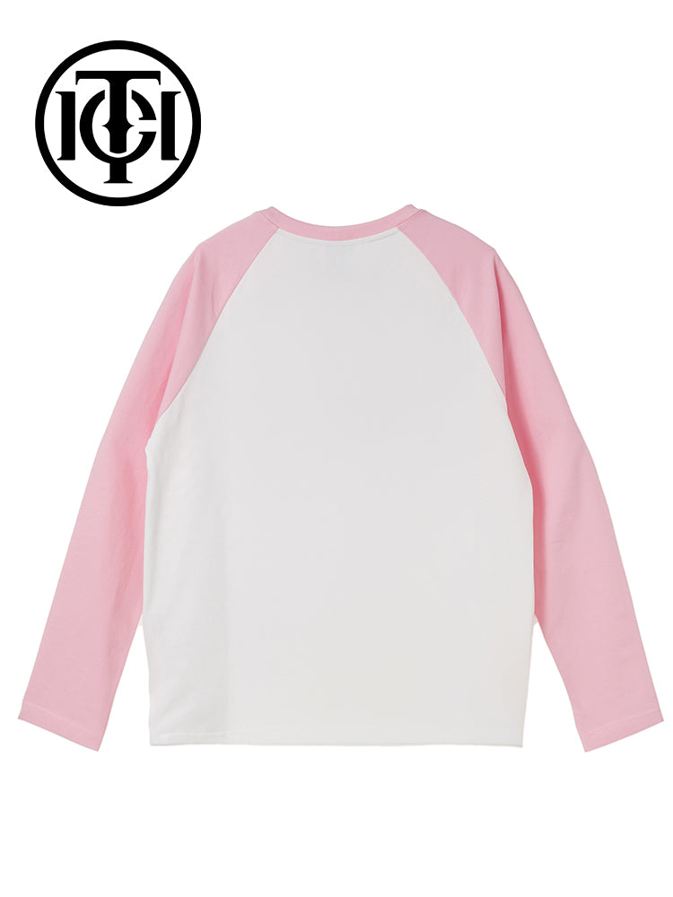 TCH Letter Print Contrast Long Sleeve Top