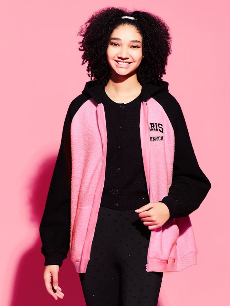 TCH Rhinestone Letter Fleece Hoodie Sweatshirt