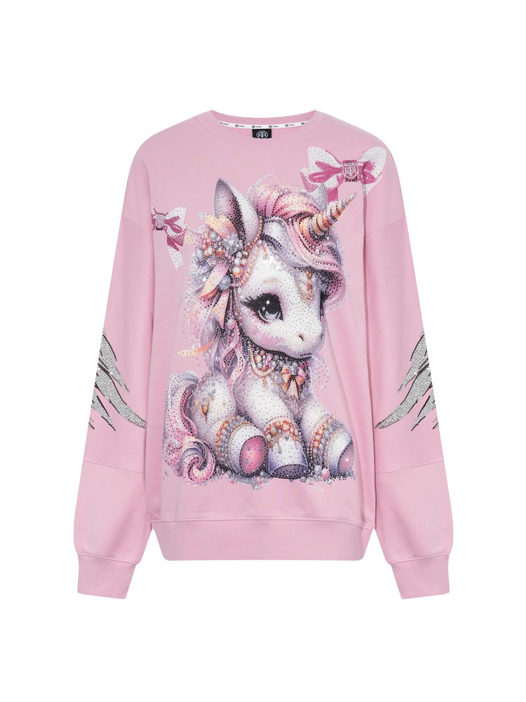 TCH Unicorn Rhinestone Wings Shiny Sweatshirt