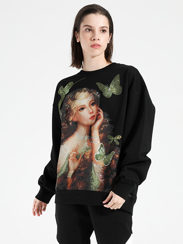 TCH Butterfly Girl Rhinestone Unisex Sweatshirt
