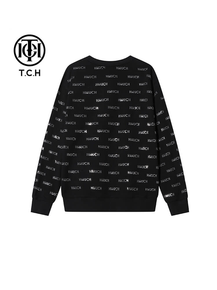 TCH Men's Letter Print Rhinestone Sweatshirt Top