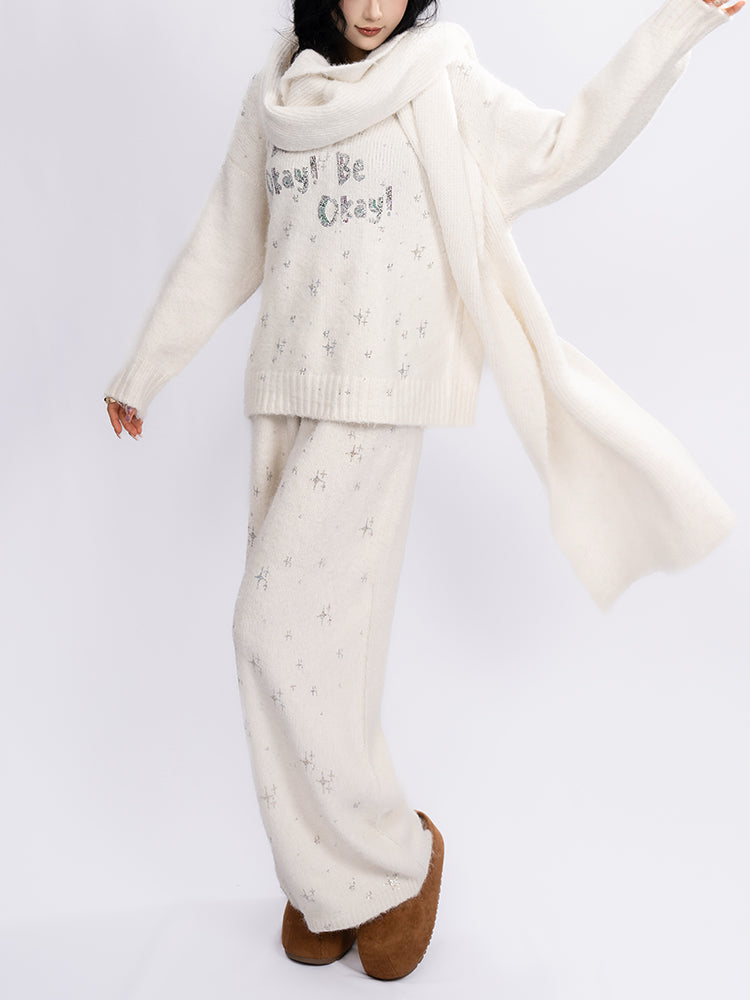 TCH Rhinestone Knit 3-Piece Lounge Outfit