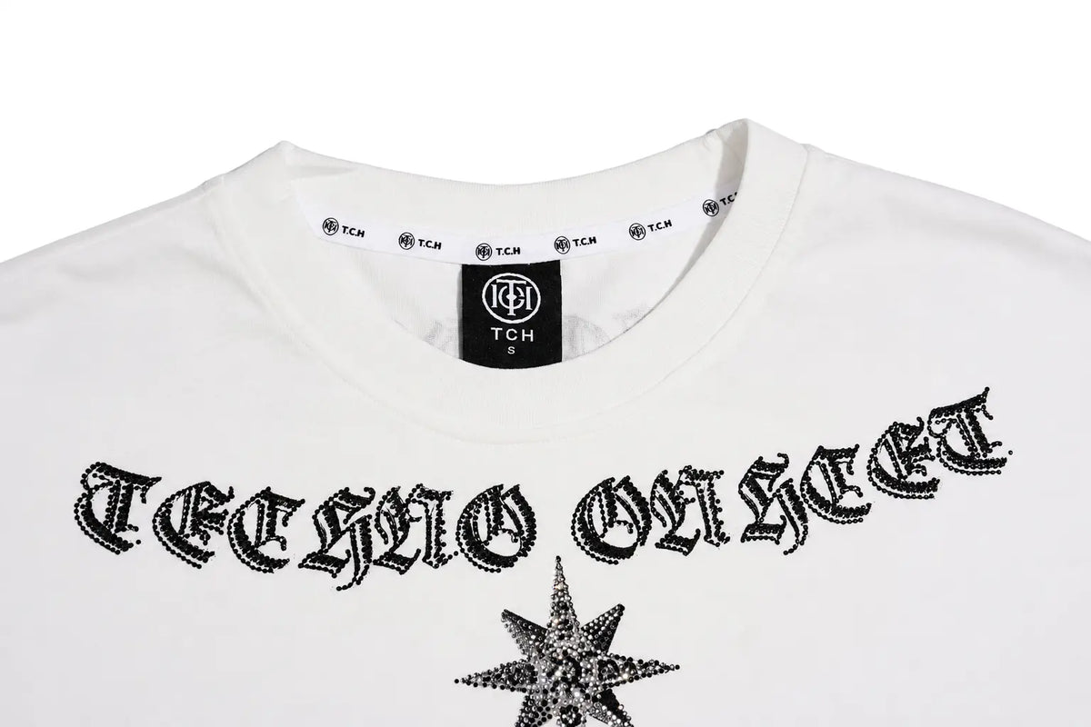 TCH Rhinestone Techno Graphic Oversized T-Shirt
