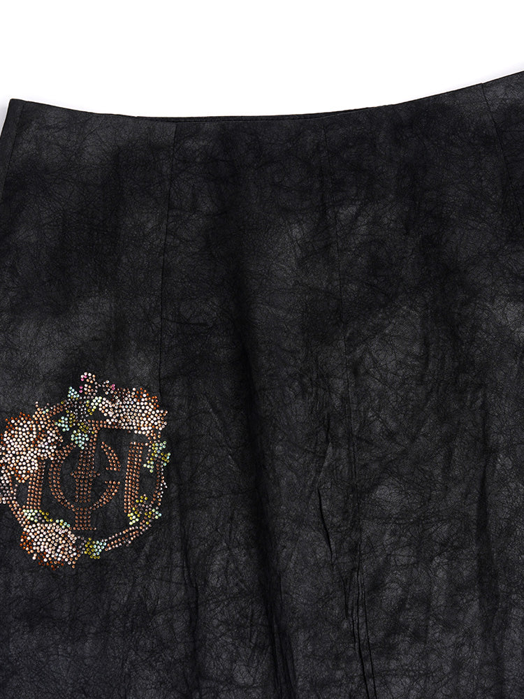 TCH Rhinestone Jacquard Embroidery Floral Long Skirt