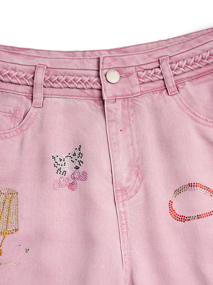 TCH Graphic Rhinestone Colorful Wide Leg Pants