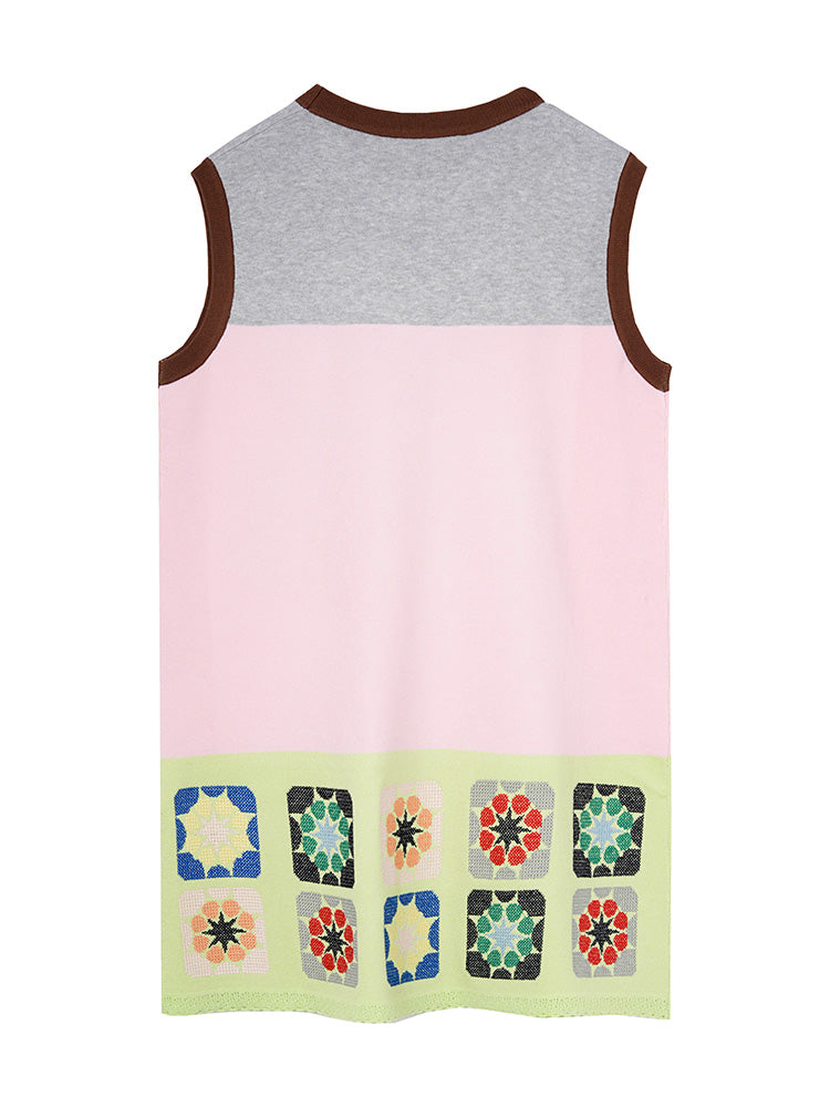 TCH Graphic Rhinestone Macaron Sleeveless Dress