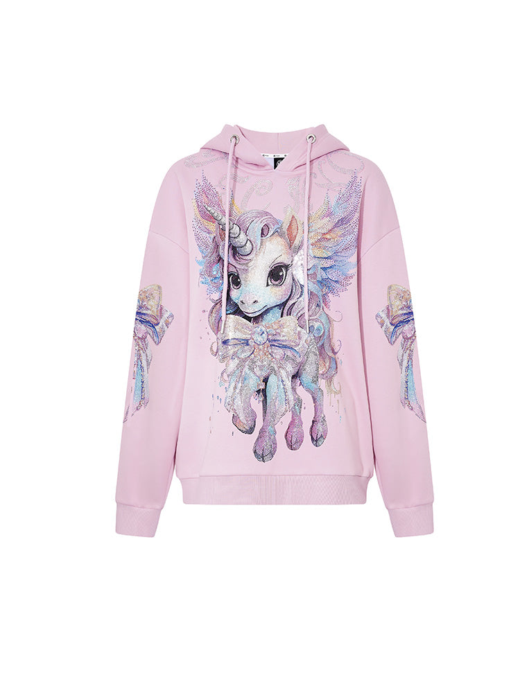 TCH Bow Rhinestone Unicorn & Wings Hoodie