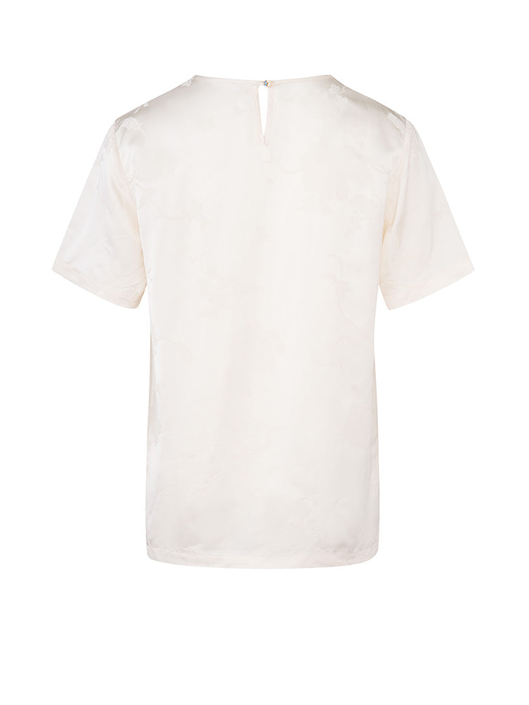TCH Flower Rhinestone Jacquard Satin T-Shirt