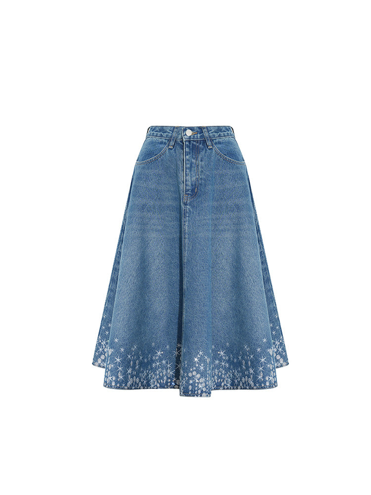 TCH Galaxy Starfall Rhinestone Denim Skirt