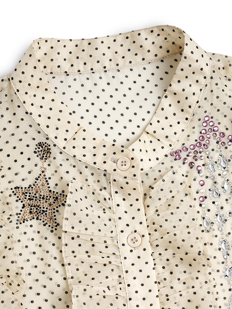 TCH Rhinestone Graphic Polka Dots Sleeveless Top