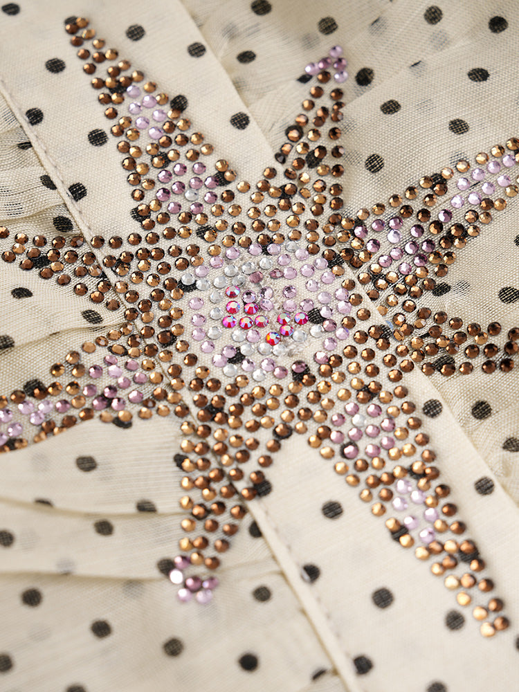 TCH Rhinestone Graphic Polka Dots Sleeveless Top